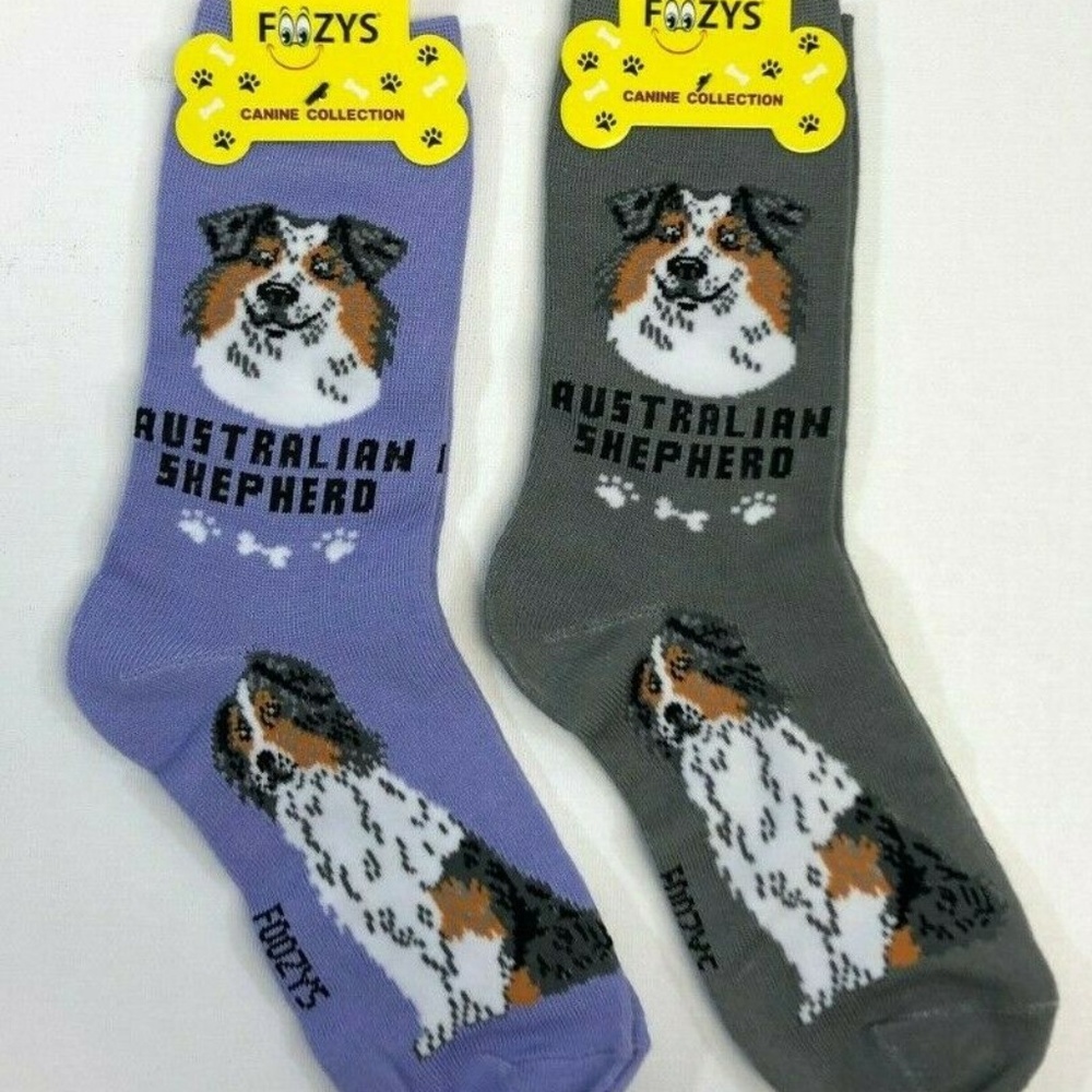 2 PAIRS Foozys Women's Socks AUSTRALIAN SHEPHERD - Picture 3 of 4